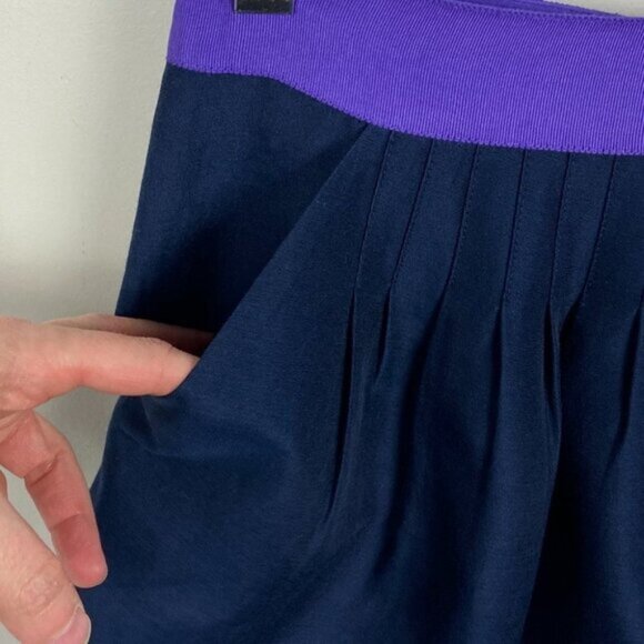 Ted Baker Silk‎ Purple Colour Block Mini Skirt Elbert Navy Blue Size XS or TB 1 - Picture 4 of 12